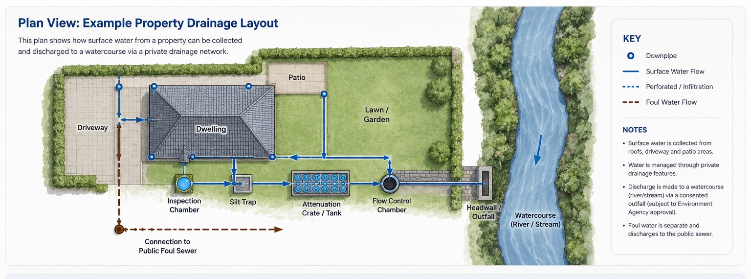 Illustrative drainage plan for a commercial property